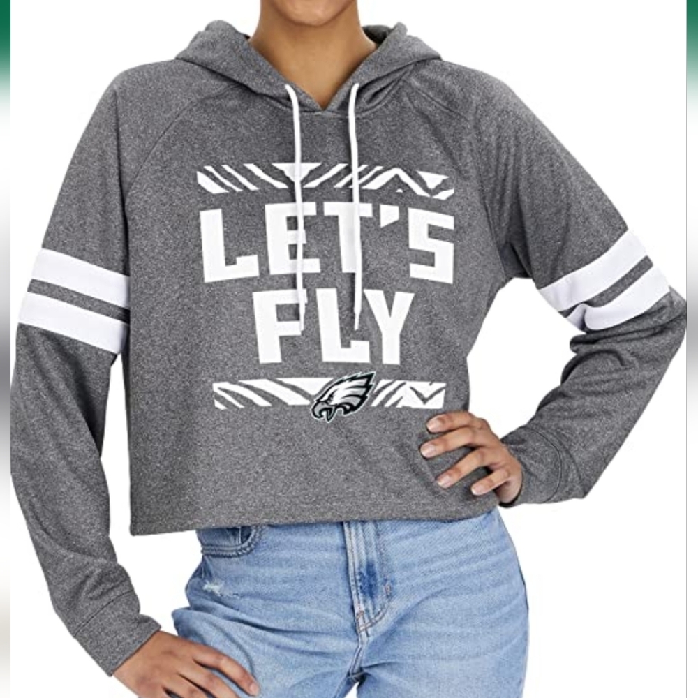 NWT Philadelphia Eagles Let's Fly Cropped Hoodie - Officially Licensed NFL